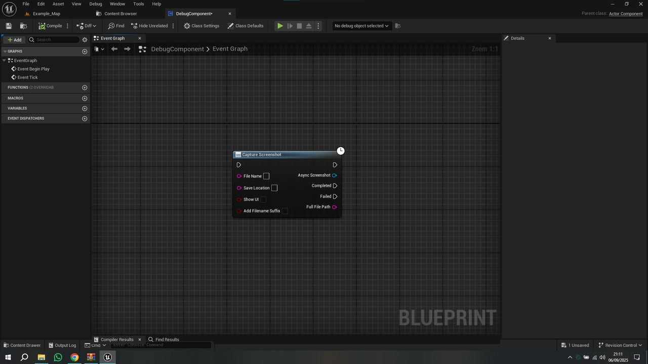 Capture Screenshot async Blueprint node'u